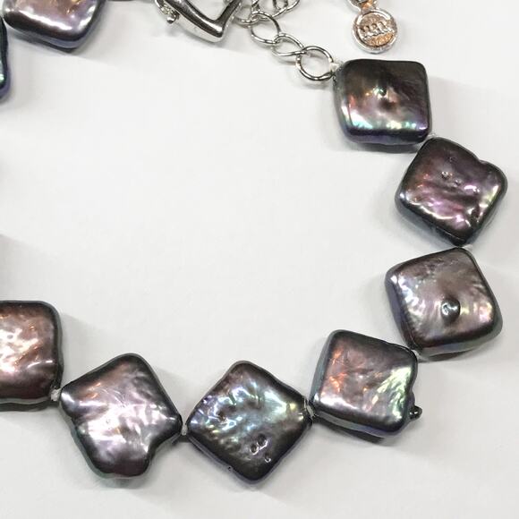 M&M Signed Genuine Freshwater Square Diamond Flat Coin Pearl Baroque Peacock 13m - Picture 10 of 12